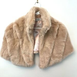 Tahari Faux Fur Capelet in Beige